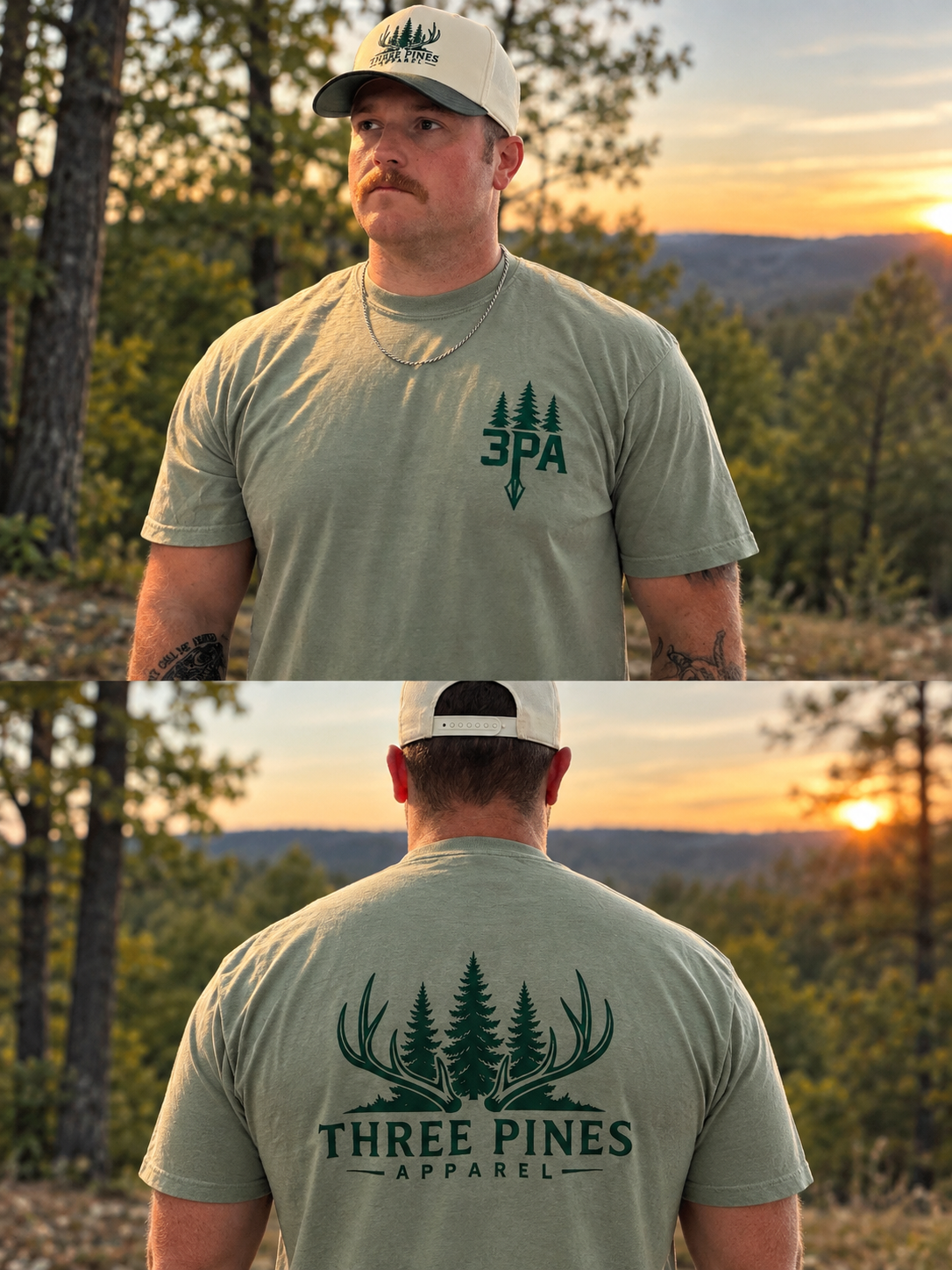 Tan and Green Logo T-Shirt